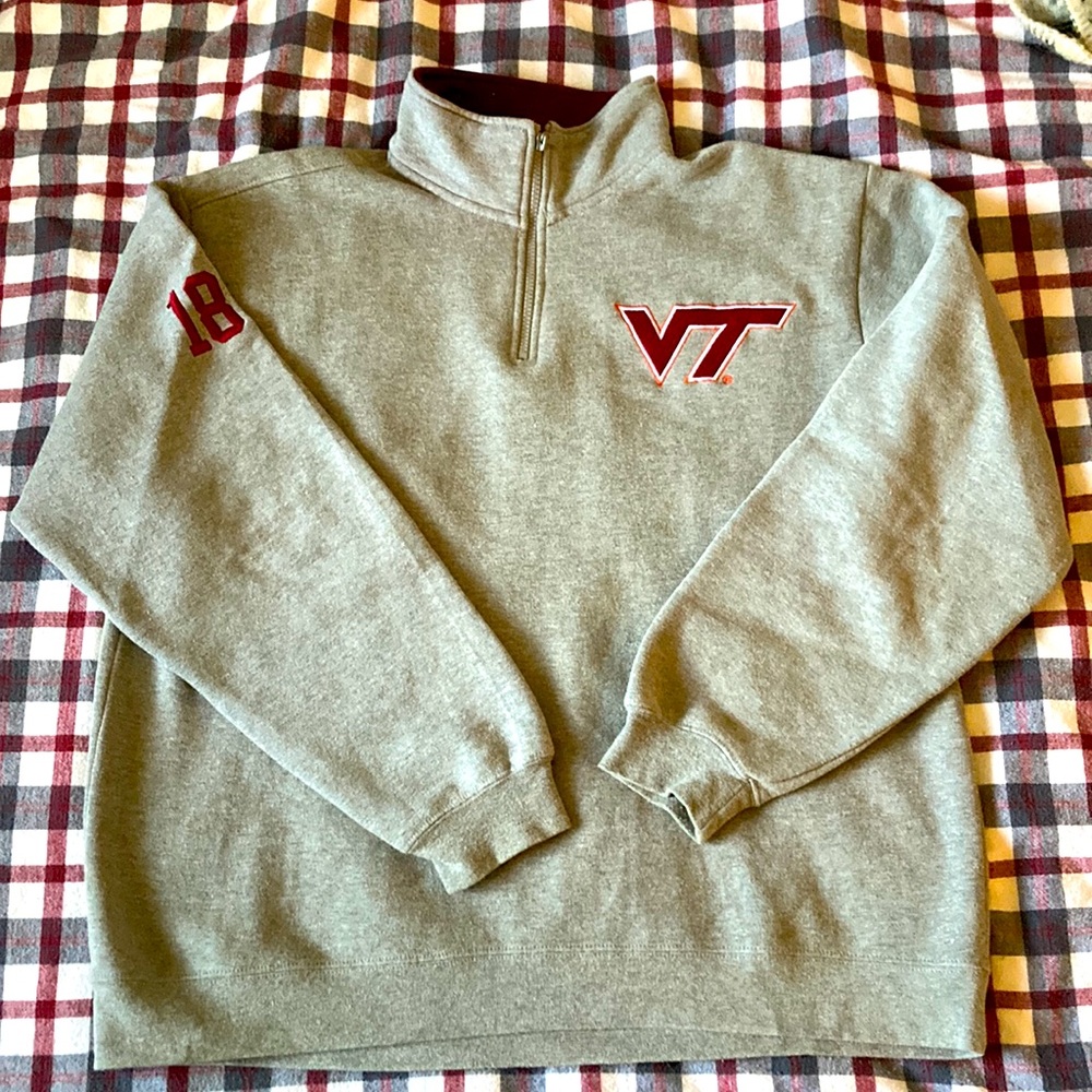 Men's XL Virginia Tech Hokies Gray 1/4 Zip Sweatshirt